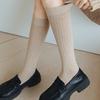 1 Pair Women Striped Knee Length Stockings Fashionable Solid Color Slim Fit Suitable Daily Wear Soft Comfortable Casual Socks
