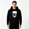 Men's Graphic Print Pullover Hoodie, Horror Skeleton Red Eye Pattern Casual Long Sleeve Sweatshirt for Daily Wear