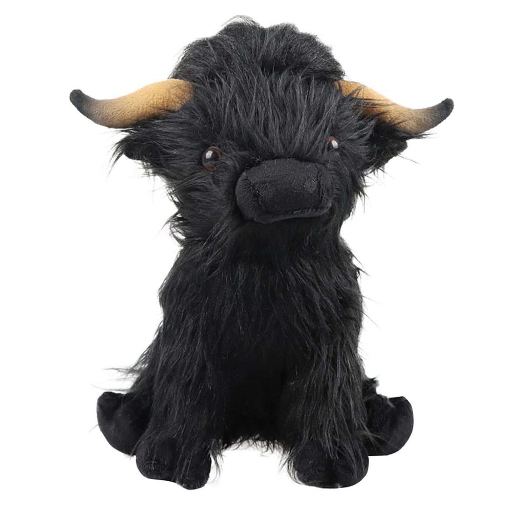 27cm Niedliche Hochlandrind Plüschtiere Stofftier Spielzeugpuppen Simulation Langhaariges Rind Plüsch für Kinder Geburtstagsgeschenk Heimdekoration 27cm black