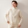 2025 Women's High-Neck Cable Knit Cashmere Sweater - Loose, Versatile Half-Zip Jumper for Autumn/Winter