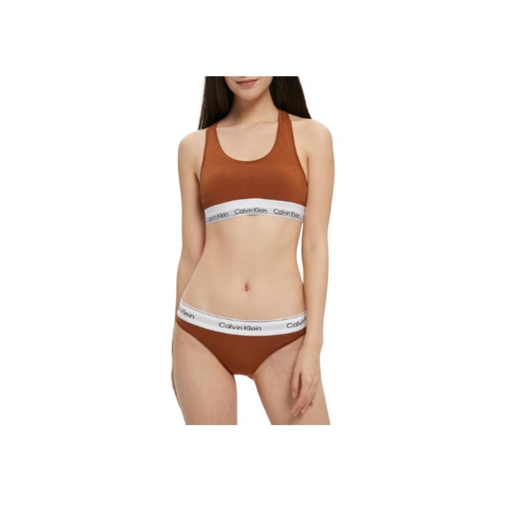 Calvin Klein Modern Attraction Belt Natural Series Logo Letter Triangle Underwear Women underwear Brown QF7047AD