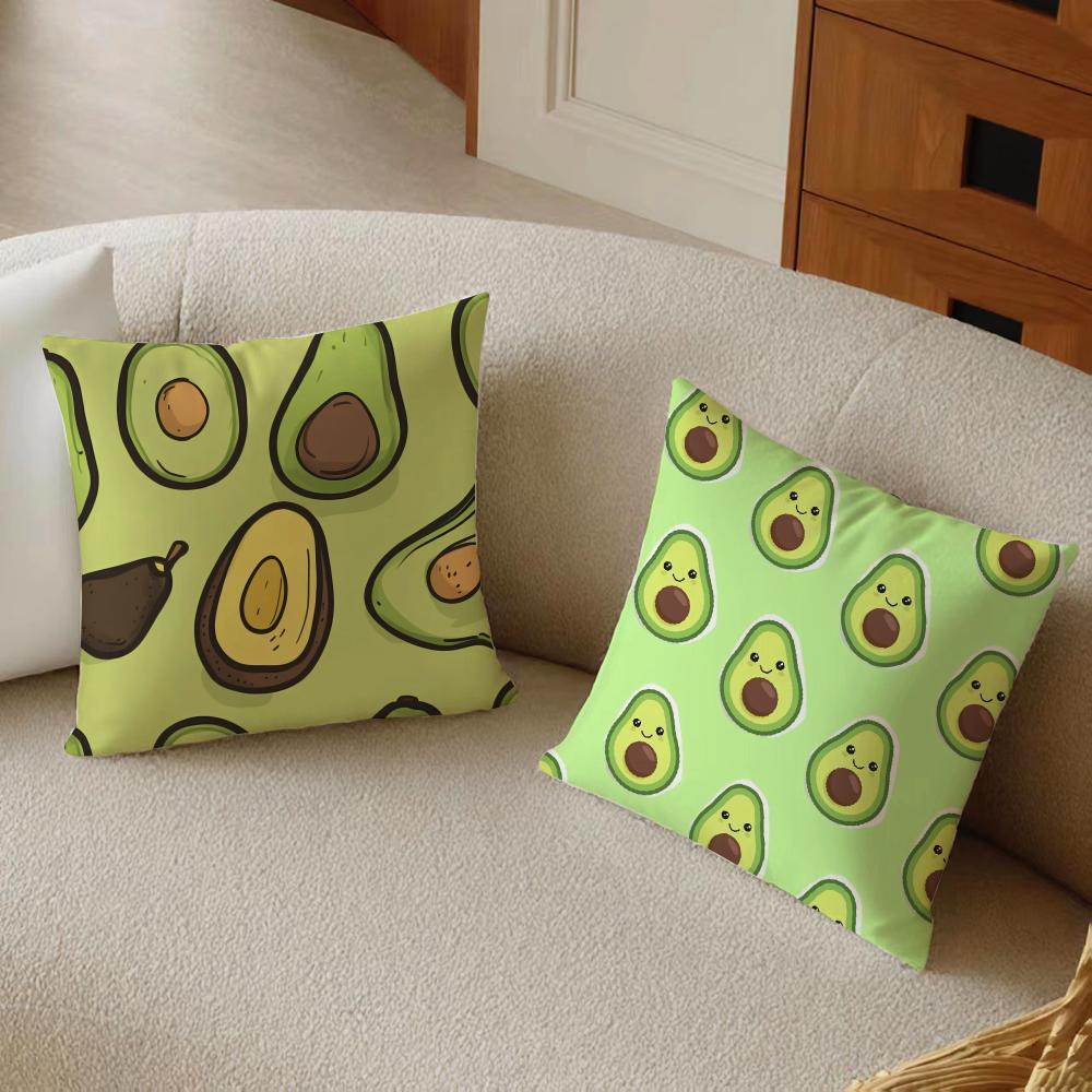 Pattern Fresh Avocado Print Cushion Cover Daily Washable Linen Pillowcase Soft For Sofa Bed Home Room Decor