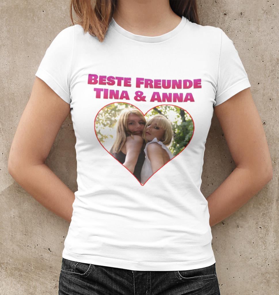Beste Freunde BF Friendship Geburtstag Geschen Herz Erinnerung Bio Damen T-Shirt Mens Womens Tees Top