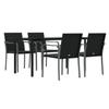 vidaXL 5 Pcs. Garden Dining Set with Cushions Poly Rattan and Steel