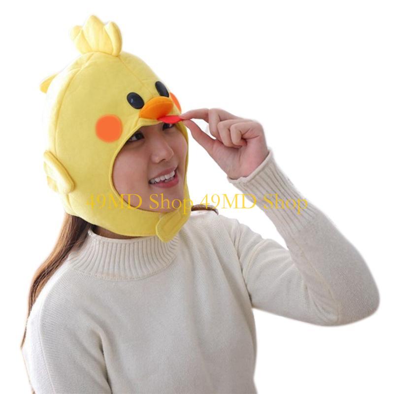 

49MD Novelty Funny Cartoon Chicken Animal Plush Hat Stuffed Toy Full Headgear Cap Cosplay Costume Winter Festival Party Dress Up жёлтый