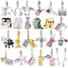 925 Silver Music Charms Beads Musical Piano Guitar Headset Earrings Pendants Fit Bracelet DIY Fine Jewelry Gift