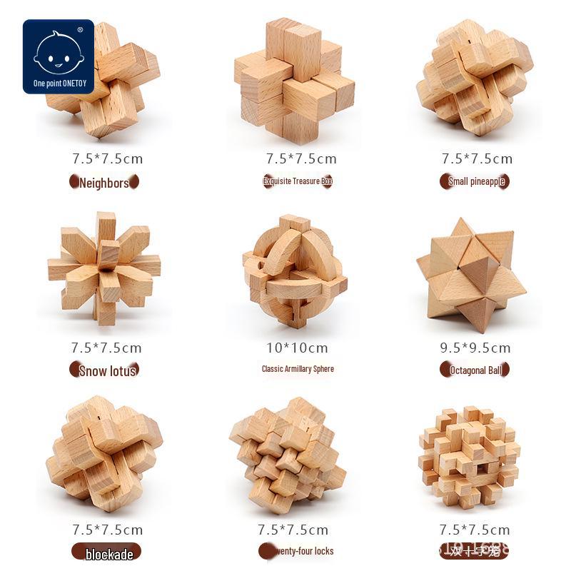 Children's Wooden Kongming Lock Puzzle - Intelligence Development Toy for All Ages