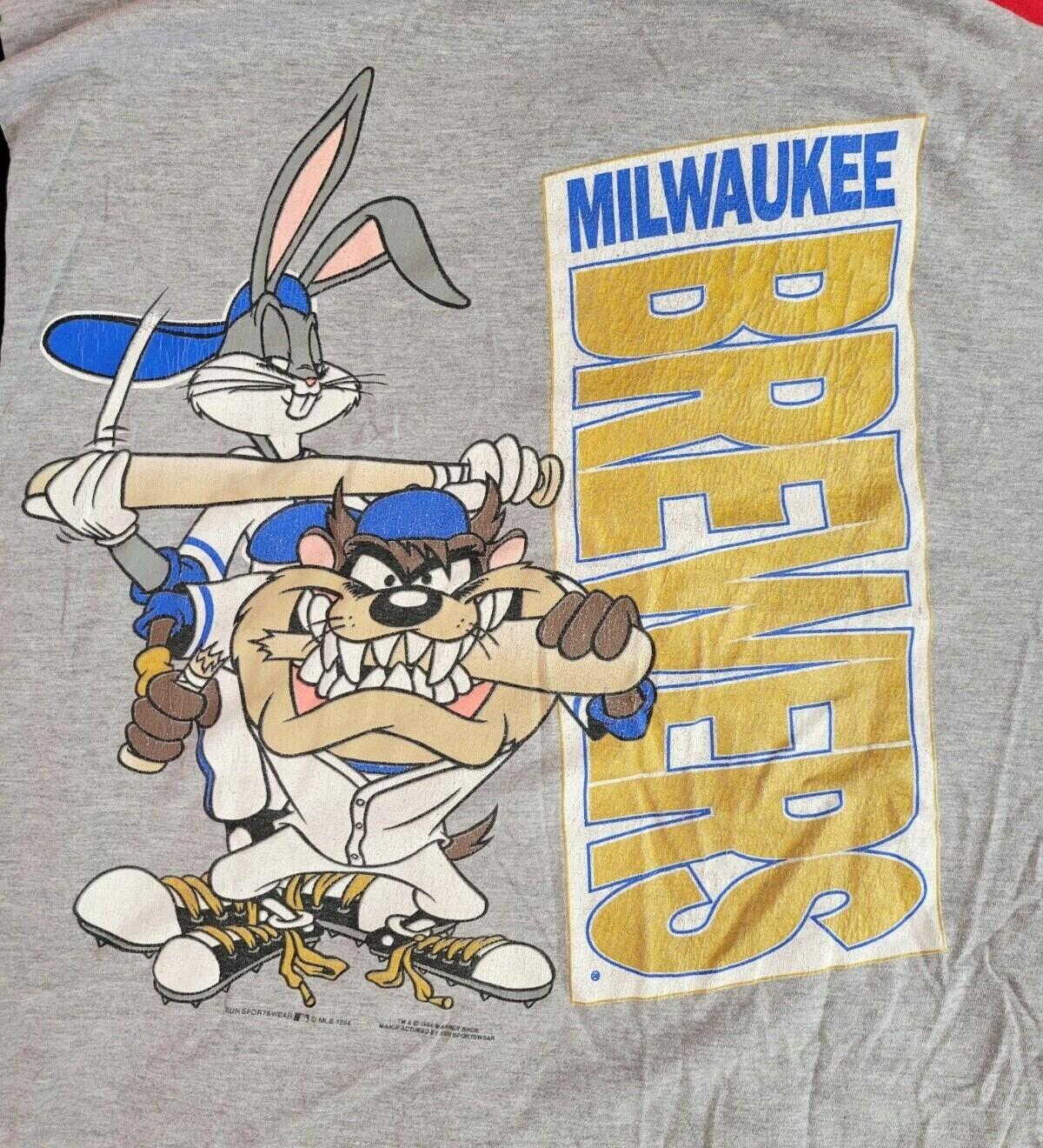 26 90s Milwaukee Brewers Looney Tunes Taz Funny Basic T shirt vtg HN2097 Unisex T-Shirt XXXXL