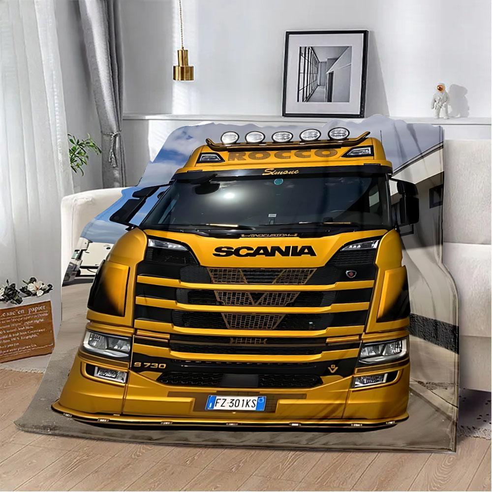 Printed Blanket Picnic Blankets Car Brand Scanias TruckS Warm Blanket Soft and Comfortable Blanket Home Travel Birthday Gift