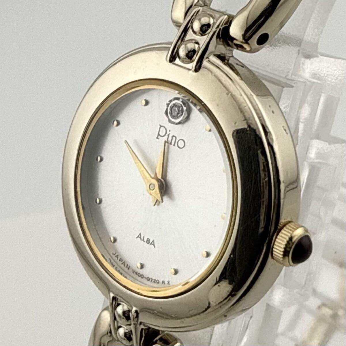 ALBA V400-0260 Pino ladies watch quartz working item battery replaced back cover engraved [K428]