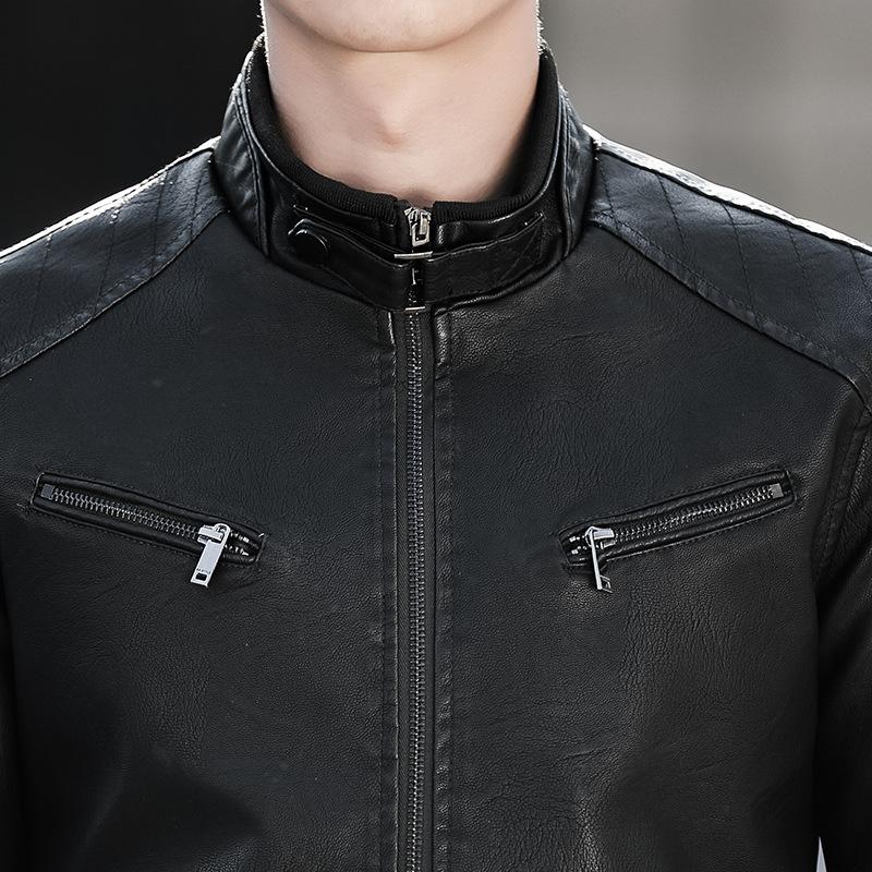 Leather Jacket Men's Autumn and Winter New Locomotive Leather Jacket Korean Version Slim Fit Velvet Thickened Versatile Men's Clothing