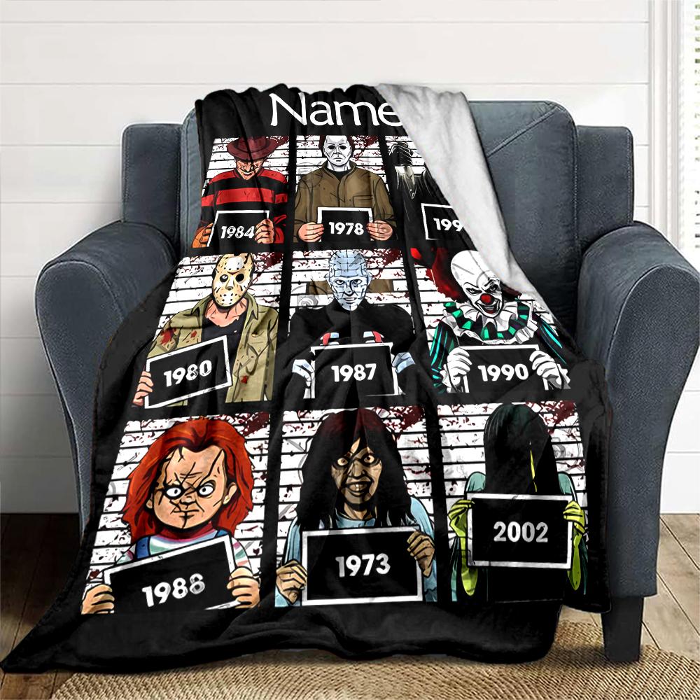 Customiz Name Personality Horror movies Blanket Soft &Warm Sofa Office Bed Travel Lunch Break Blanket, Gift Suitable All Seasons