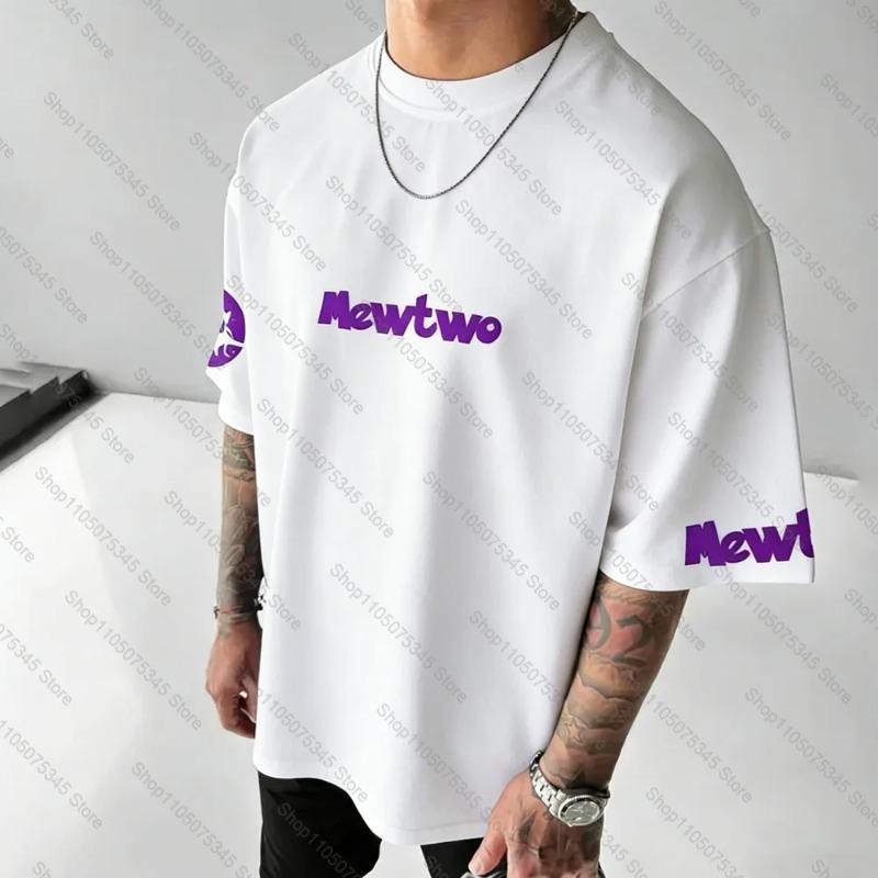 Co-branded Loose Plus Size T-shirt Summer Men's Street Trend Animation Mewtwo Printing Casual Versatile Harajuku