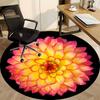 1pc Flower Print Carpet, Round Non Slip Durable Large Size Office Carpet, Suitable for Office