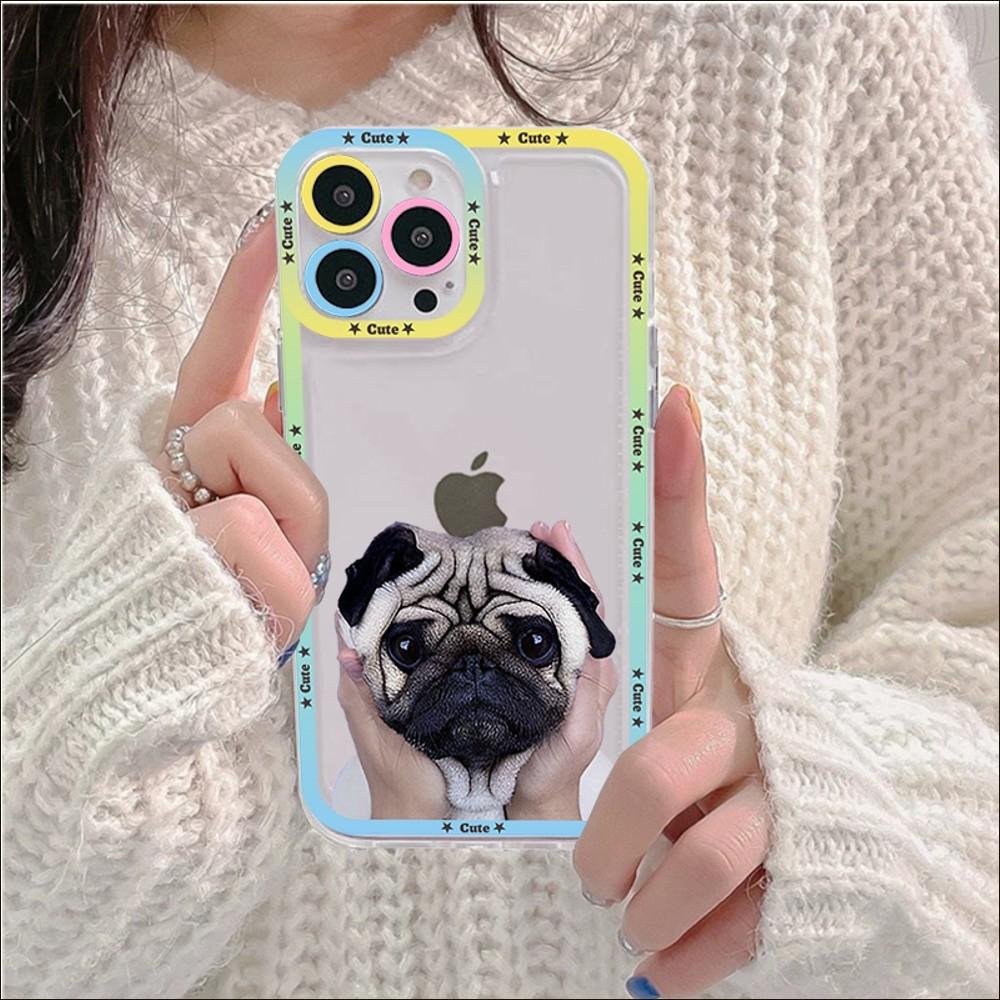 Pug Dog French Bulldog Phone Case For IPhone 14 13 12 11 Pro Max Mini X Xs XR 6 7 8 Plus SE 2020 Transparent Case
