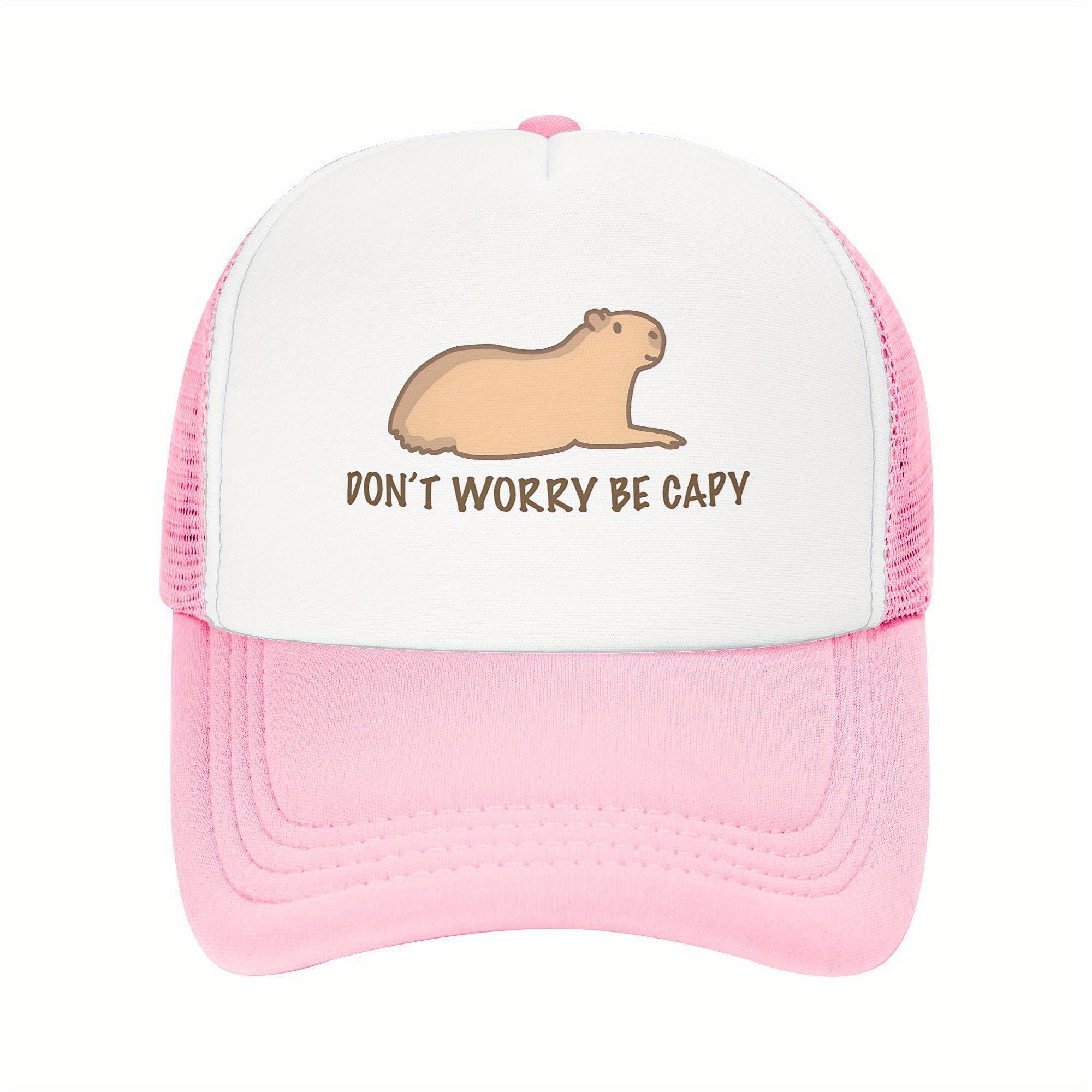 

Dont Worry Be Capy Capybara Graphic Trucker Hat Breathable Mesh Baseball Cap Adjustable Casual for Adults One Size