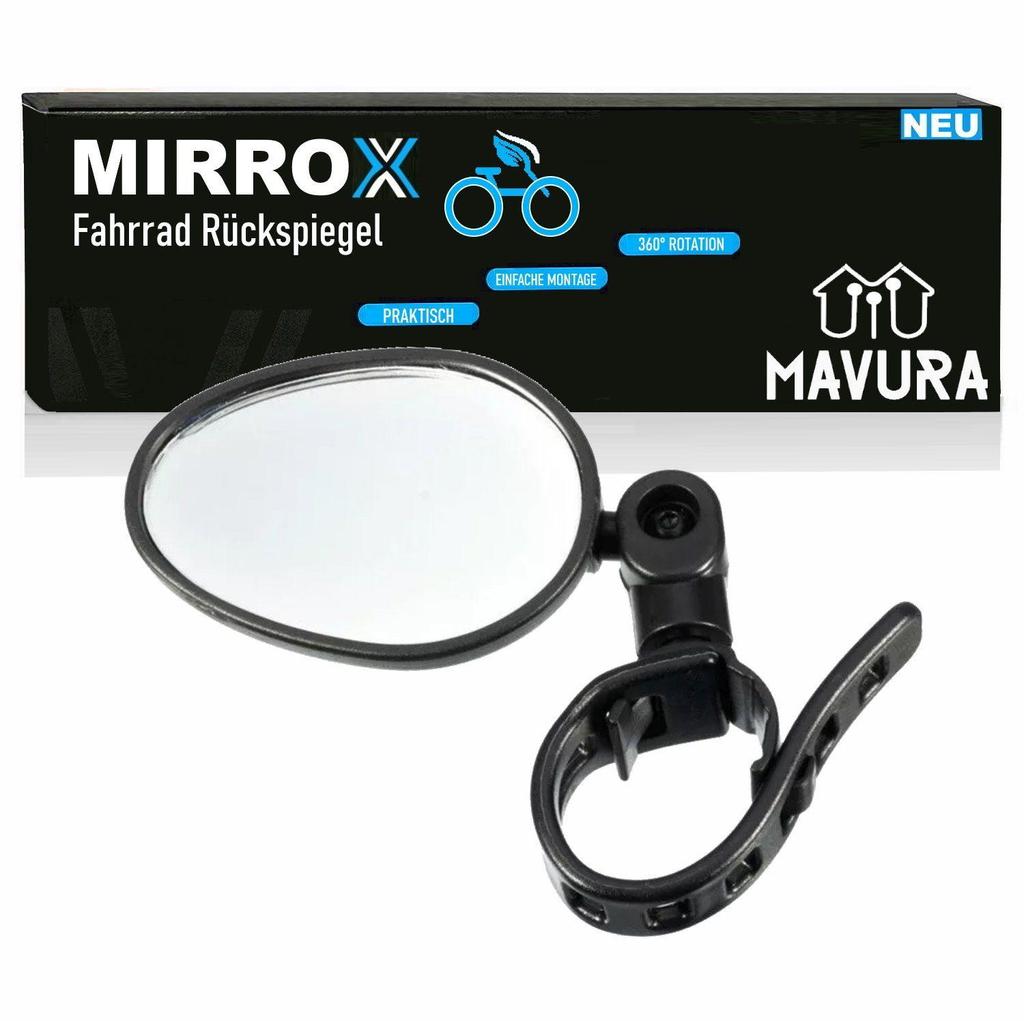 MIRROX Zpětné zrcátko na kolo Zrcátko Řídítka Univerzální e-bike Nastavitelné o 360°