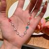 Y2K Colorful Love Heart Necklace for Women Fashion Colorful Beaded Short Clavicle Chain Choker Necklace Aesthetic Jewelry Gifts