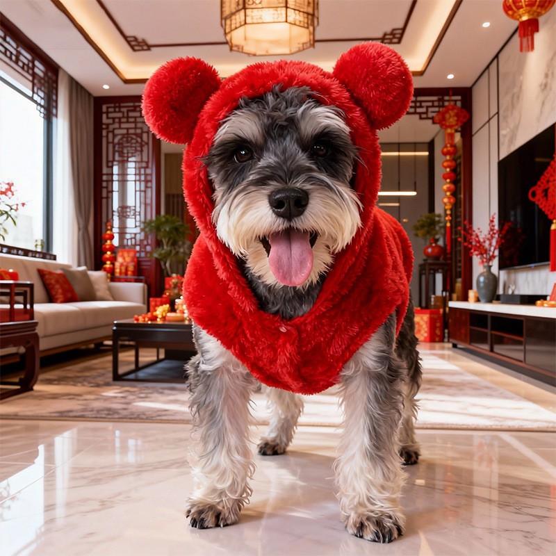 Winter Pet Hooded Coat Small Dogs - Coral Fleece Warm Outfit In Coffee Purple Apricot Red Blue