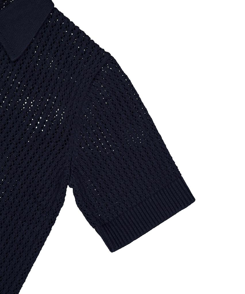 Digeule Rope Short Sleeve Cotton Knit Navy