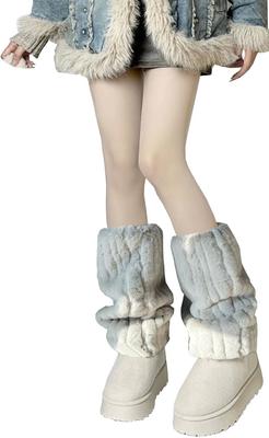 Beinwärmer, flauschige Knöchelwärmer, Beinstulpen, flauschige, warme Kälteschutzsocken, lange Kunstfellstiefel-Manschettenabdeckung, Damen und Mädchen, lose Socken gegen Kälte