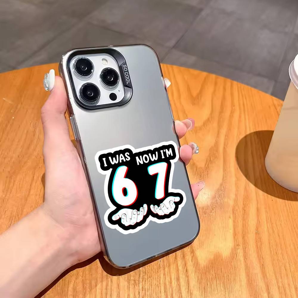 67 S-SIX-X S-SEVEN-N art Phone Case For iPhone17,16,15,14,13,12,11 Plus,Pro Max Black Candy silver phone case