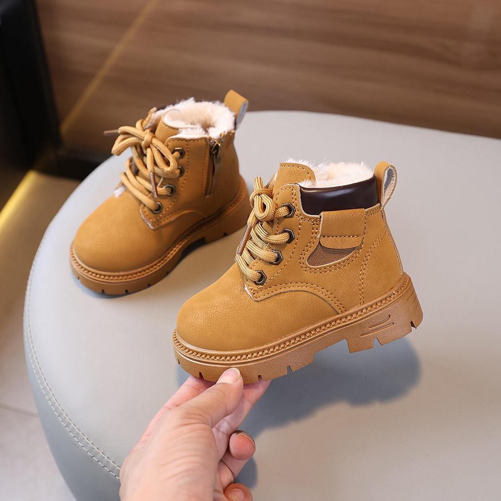 Children's Martin Boots 2025: New Autumn/Winter Style, Thickened Leather for Boys & Girls, Toddler Snow Cotton Short Boots.