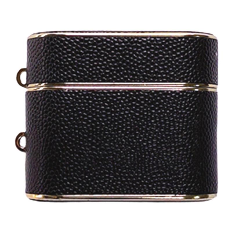 

For AirPods Pro 2 Column Shape Bluetooth-compatible Earphone Cover Leather Texture TPU + PC Anti-Drop Case Black