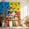 Cute Dog Group Shower Curtain Machine Washable All Season Waterproof Privacy Protection Cartoon Design Fun Elevate Your Space