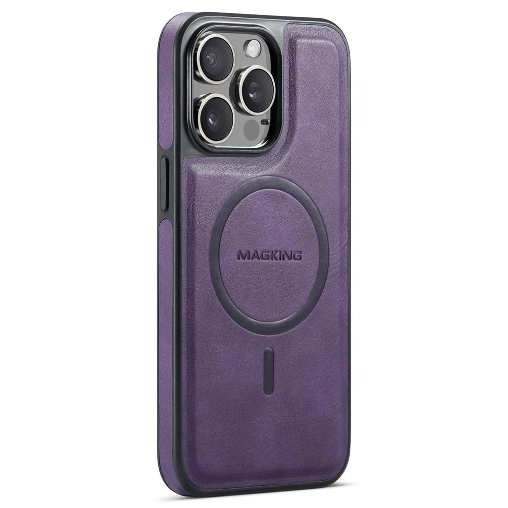 MAGKING K1 Serie Für iPhone 16 Pro Max Magnetische Hülle PC+TPU+PU Leder Stoßfeste Handyhülle