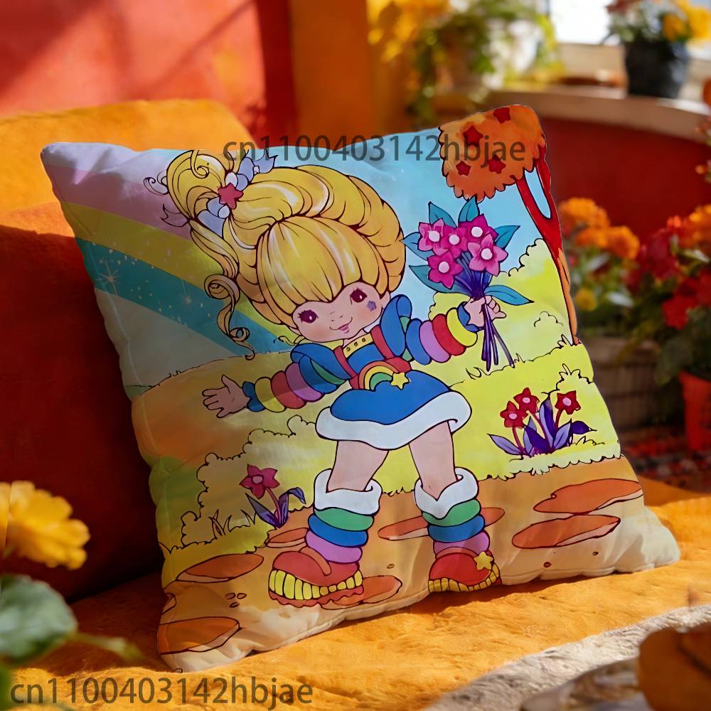 R-Rainbow B-Brite Throw Pillow Case For 45x45cm 55x55cm 30x30cm Square Car Pillowcase Home Bedchamber Decor Gift