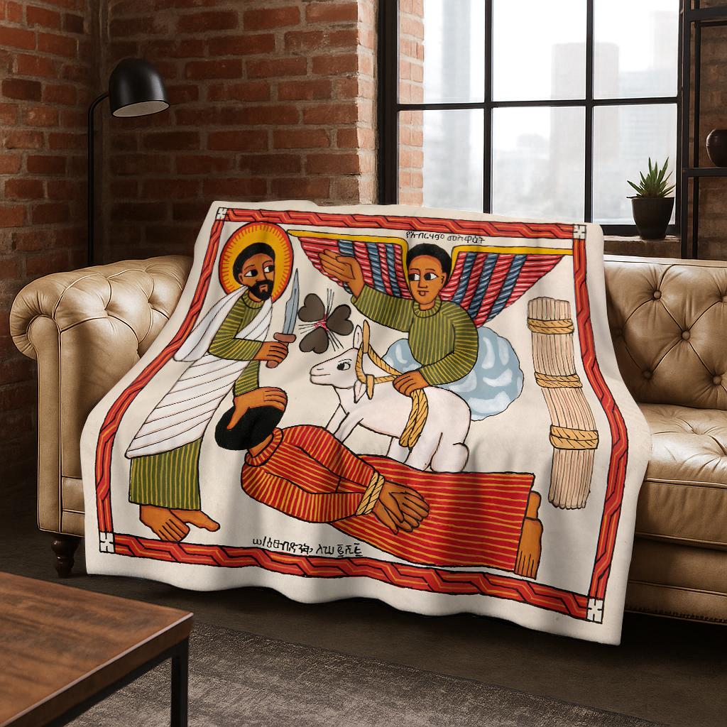 African Ethiopian Nationality Flannel Blanket Soft Warm Blanket for Home Bedroom Office Travel Camping Picnic Gift To Friend