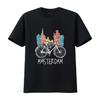 Amsterdam T-Shirt Retro Niederlande Fahrrad Bike vintage Gewaschen Leicht gedehnt Lässiges Unisex Oberteil Für den Alltag Weich