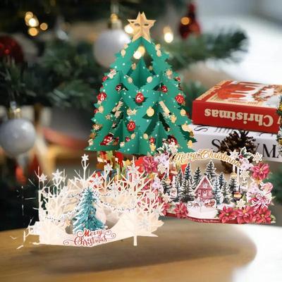 Cartão de Natal 3D com Tema de Papai Noel | Adequado para Celebrações de Feriado | Presente Apreciado para Família, Educadores e Colegas
