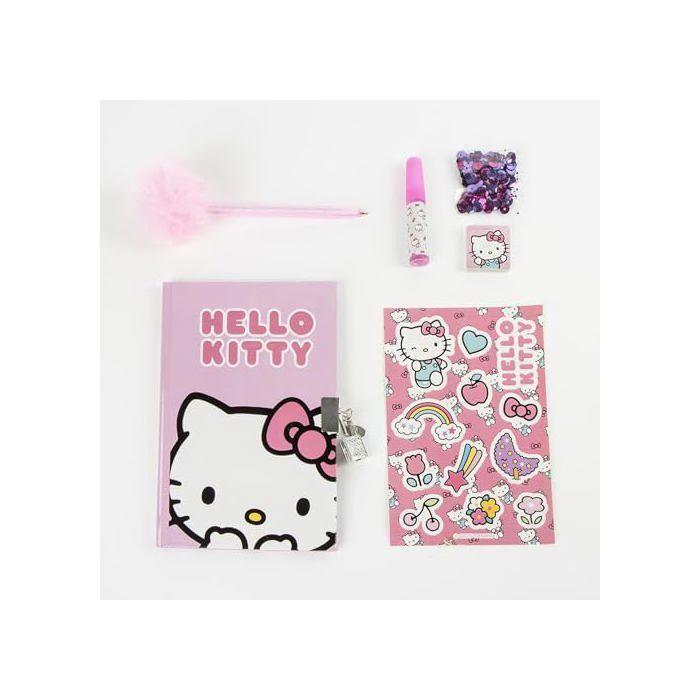 Agenda Hello Kitty - CERDÁ LIFE'S LITTLE MOMENTS - Set complet - Journal - Stylo Fuzzy - Autocollants