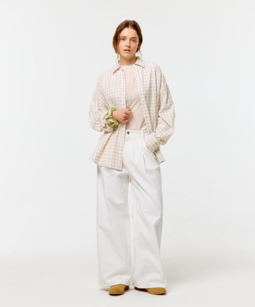 DEPOUND Check Oversized Shirt [Peach]