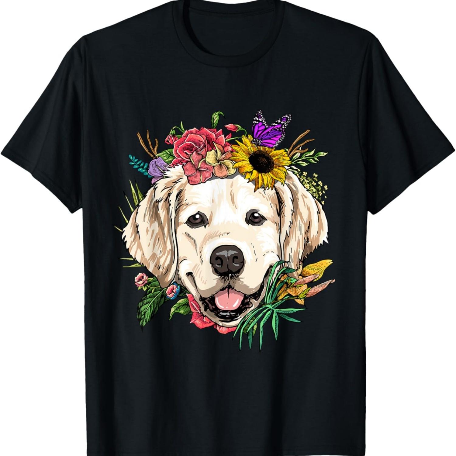 Golden Retriever Tee Shirt Dog Face Golden Retriever Lover T-Shirt S