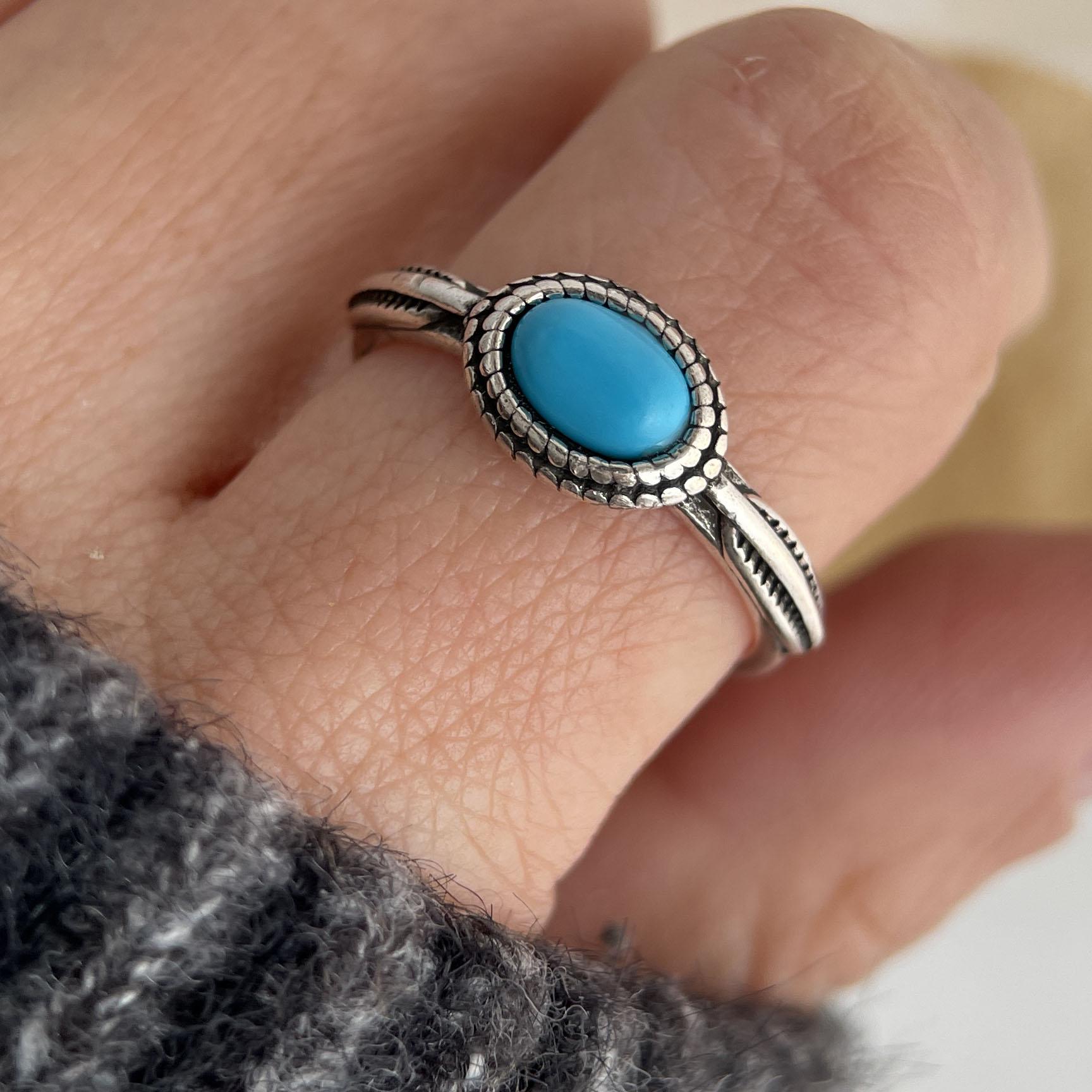 

925 Sterling Silver Rings for Women Couple Minimalist Handmade Vintage Blue Stone CZ Ring Party Jewelry Gift Prevent Allergy resizable
