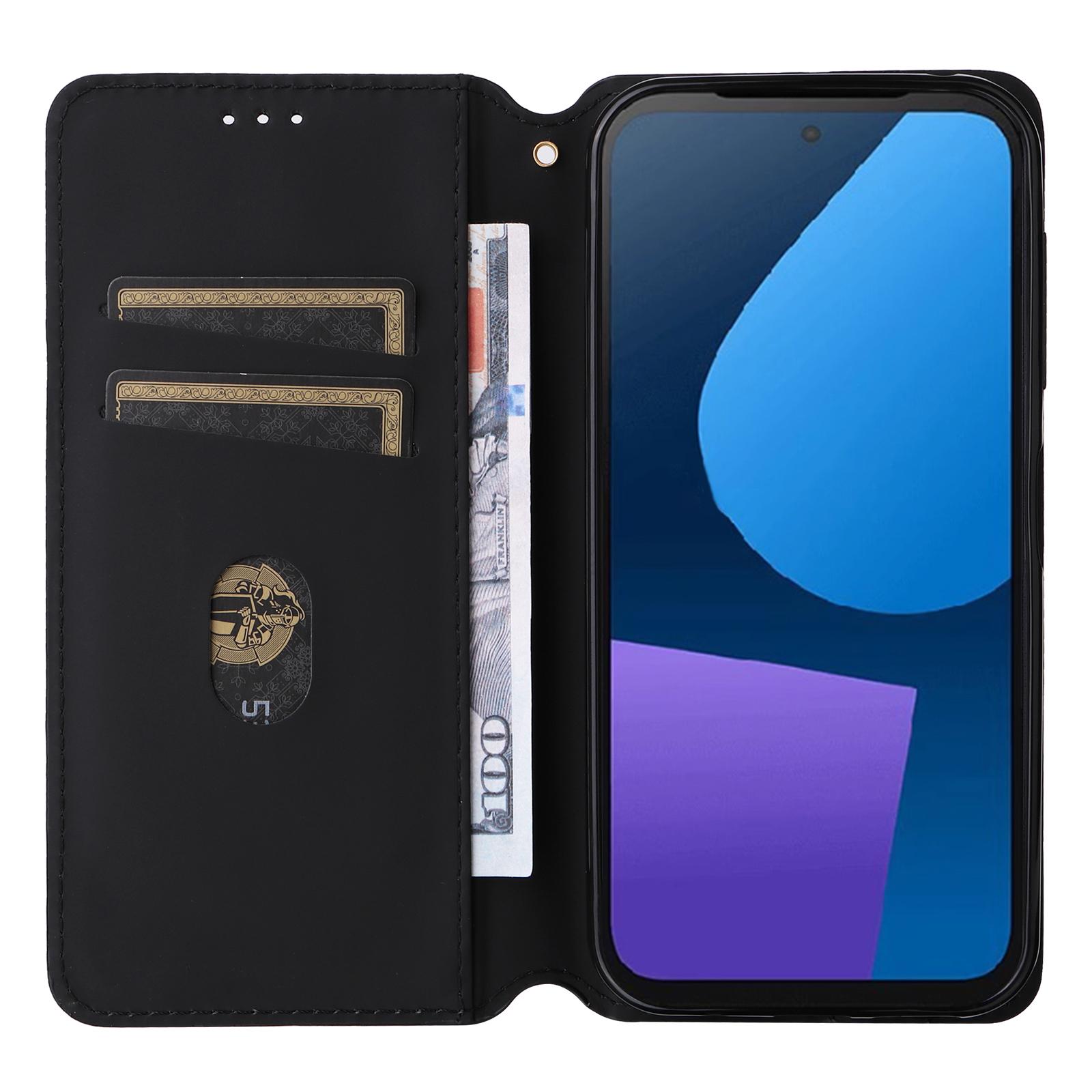 

For Fairphone 5 Leather Case Rhombus Imprinted Stand Wallet Phone Cover Black