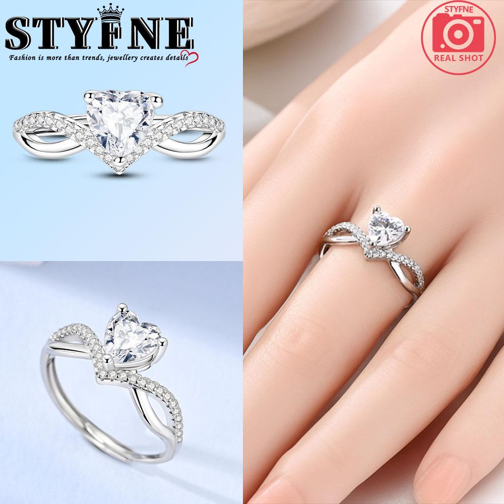 Copper Original Glittering Heart White Zircon Ring Women'S Anniversary Gift Engagement Rings For Women Mens Jewelry