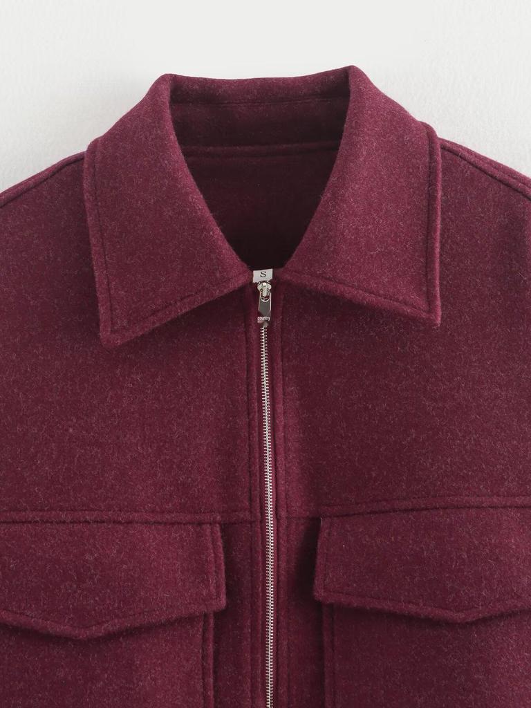 Damen Retro Revers Tasche Kurzmantel - Winterkollektion 2024