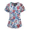 Independence Day Women's casual V-neck Printed Short Sleeve   Tops