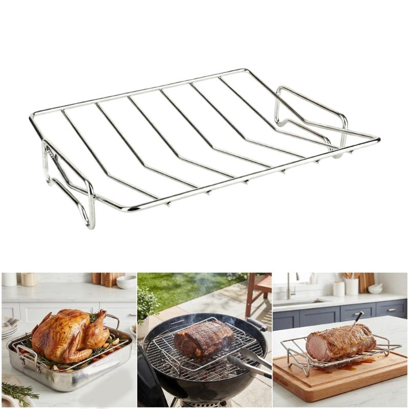 V Shape Turkey Cooking Support Stand Stainless Steel Grilling Roasting Rack For Oven And Outdoor Barbecue Accessory