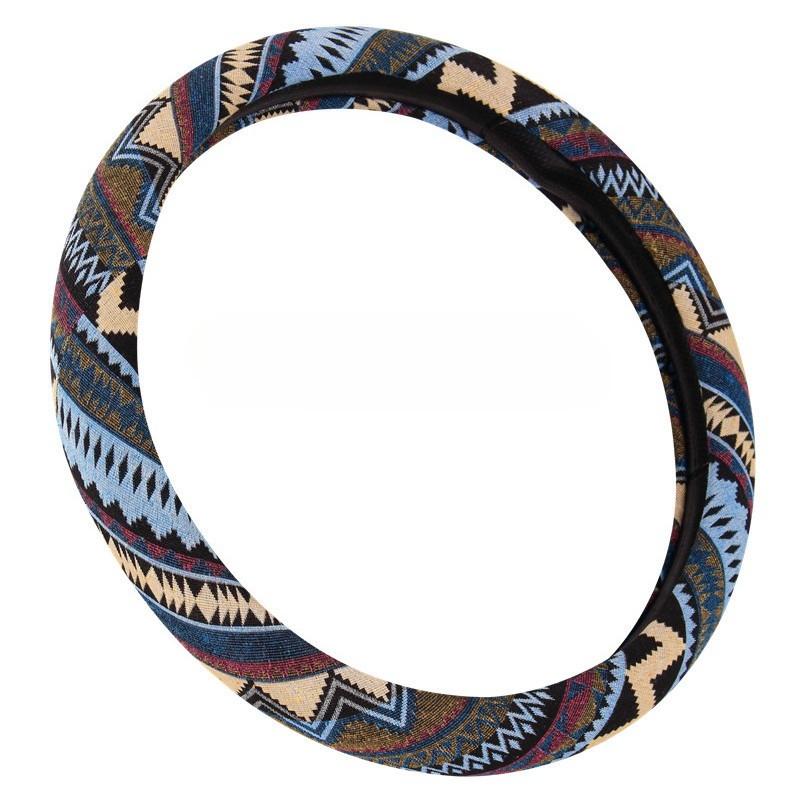38CM Ethnic Style Coarse Linen Car Steering Wheel Cover Trendy Personalized Handle Wrap for Car Steering Wheels & Accessories