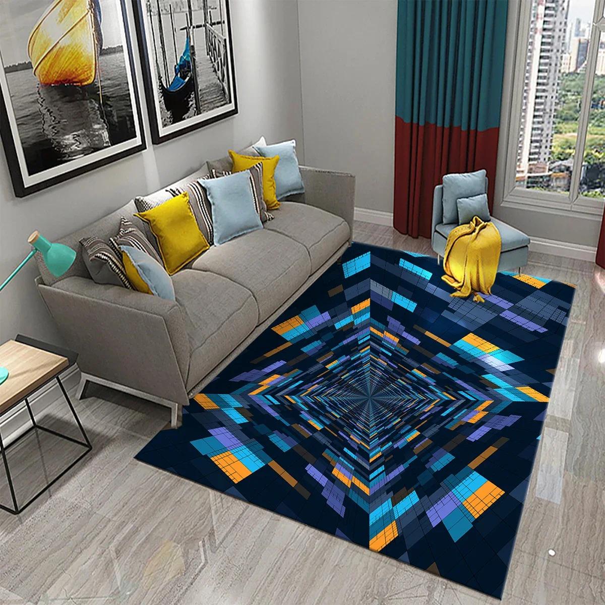 

3D ковер с иллюзией Vortex, напольный коврик для входной двери, абстрактный геометрический оптический коврик, нескользящий напольный коврик, коврик для декора гостиной 40x60cm