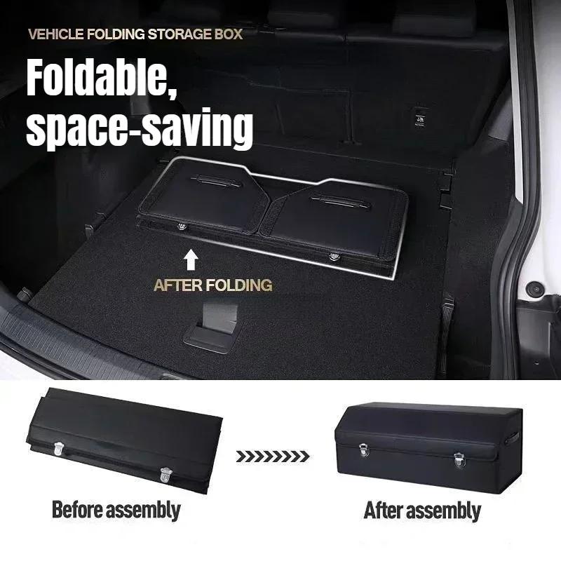 NEW Car Trunk Organizer Organizers And Storage Faux Leather Foldable Trunk Multi-Compartment Adjustable Auto Grocery Storage Box