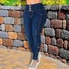 High-waisted Tooling Jeans Women's Elastic Slim-fit Multi-pocket Pants, Pants with Breasted Tight Denim Trousers