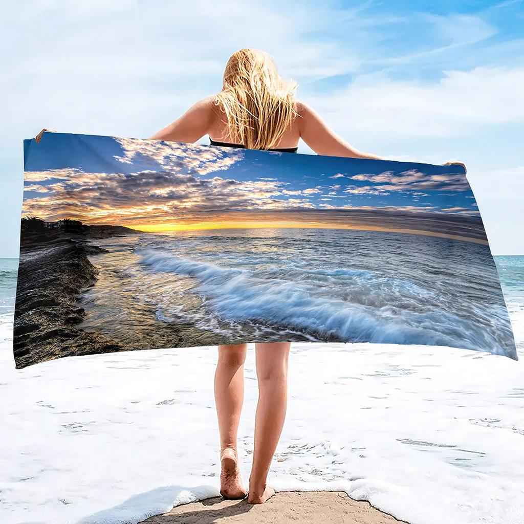 Beach Ocean Microfiber Beach Towels Quick Drying Towel,Retro Tropical Summer Absorbent Sand Free Sandless Swim Pool Beach Towel