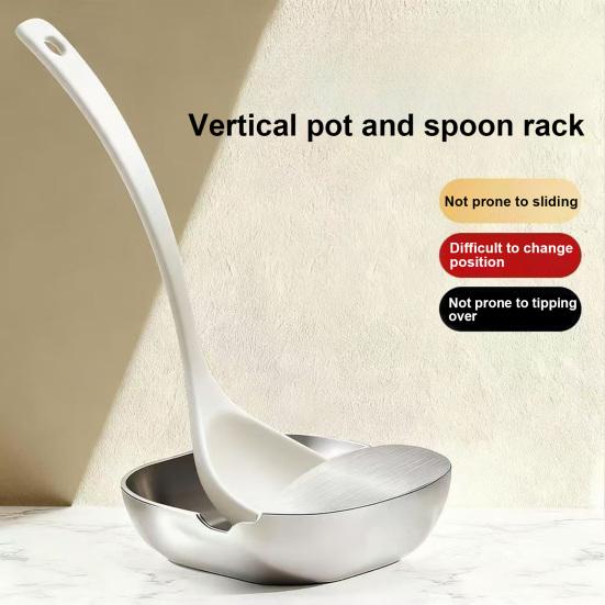 Stainless Steel Spoon Rest Space-Saving Kitchen Utensil Holder with Anti-Drip Design Rust-Resistant 304 Stainless Steel Spoon Rack for Spoons Tongs