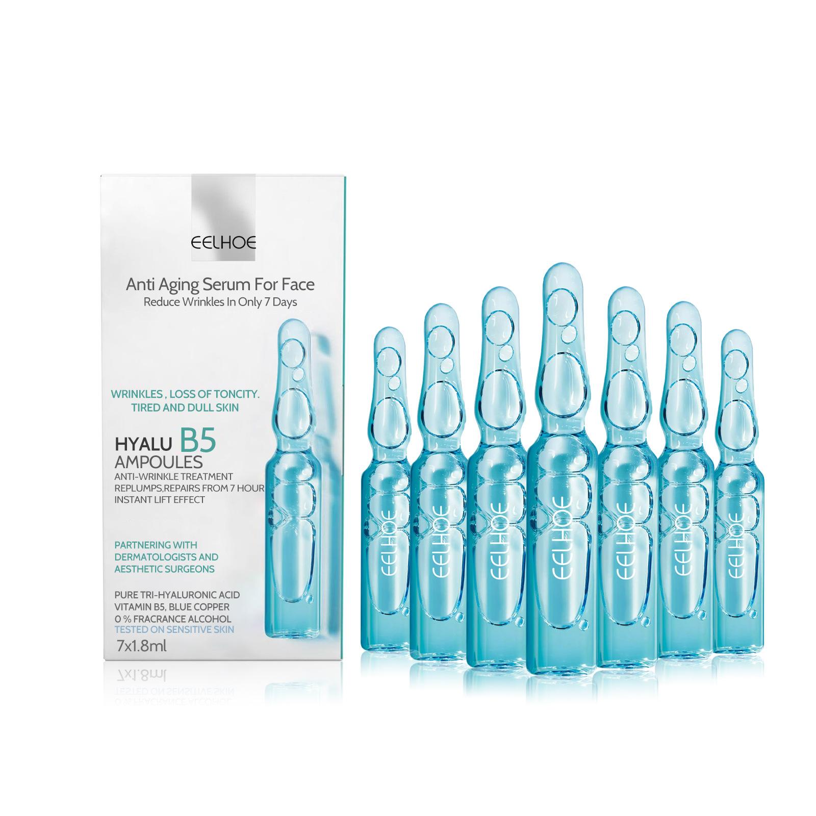 

EELHOE 7 бутылок/набор ампулы с гиалуроновой кислотой, сыворотка для лица, сужающая поры, анти-антиникотинамид, отбеливающая, увлажняющая сыворотка против морщин 1.8ml*7pcs